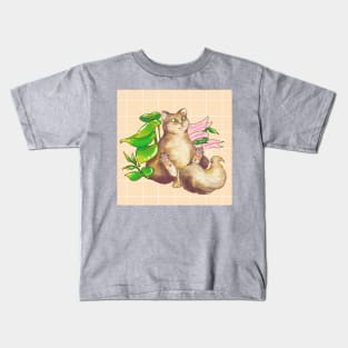 Cute Cat with plants Kids T-Shirt